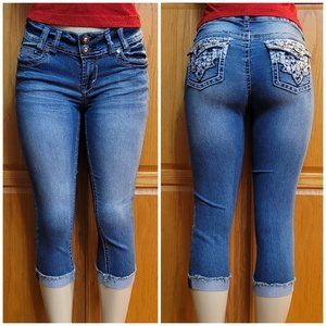 Wallflower Embellished Denim Capri Jeans